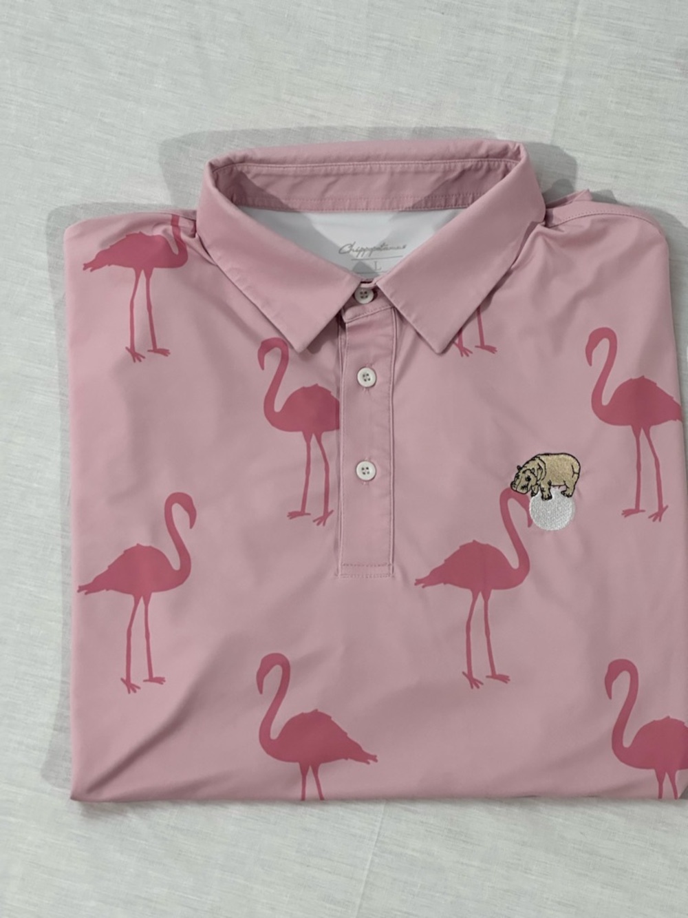 Men's Flamingo Print Polo Shirt in Pink